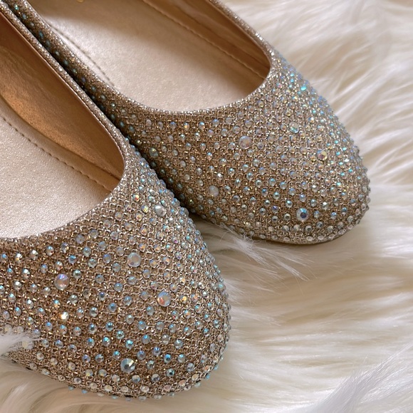 Feel Like a Princess - Gold Rhinestone Ballet Flats - Picture 2 of 9